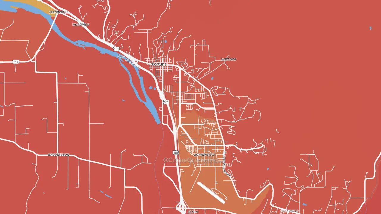 Fortuna, CA Map of Robbery Rates