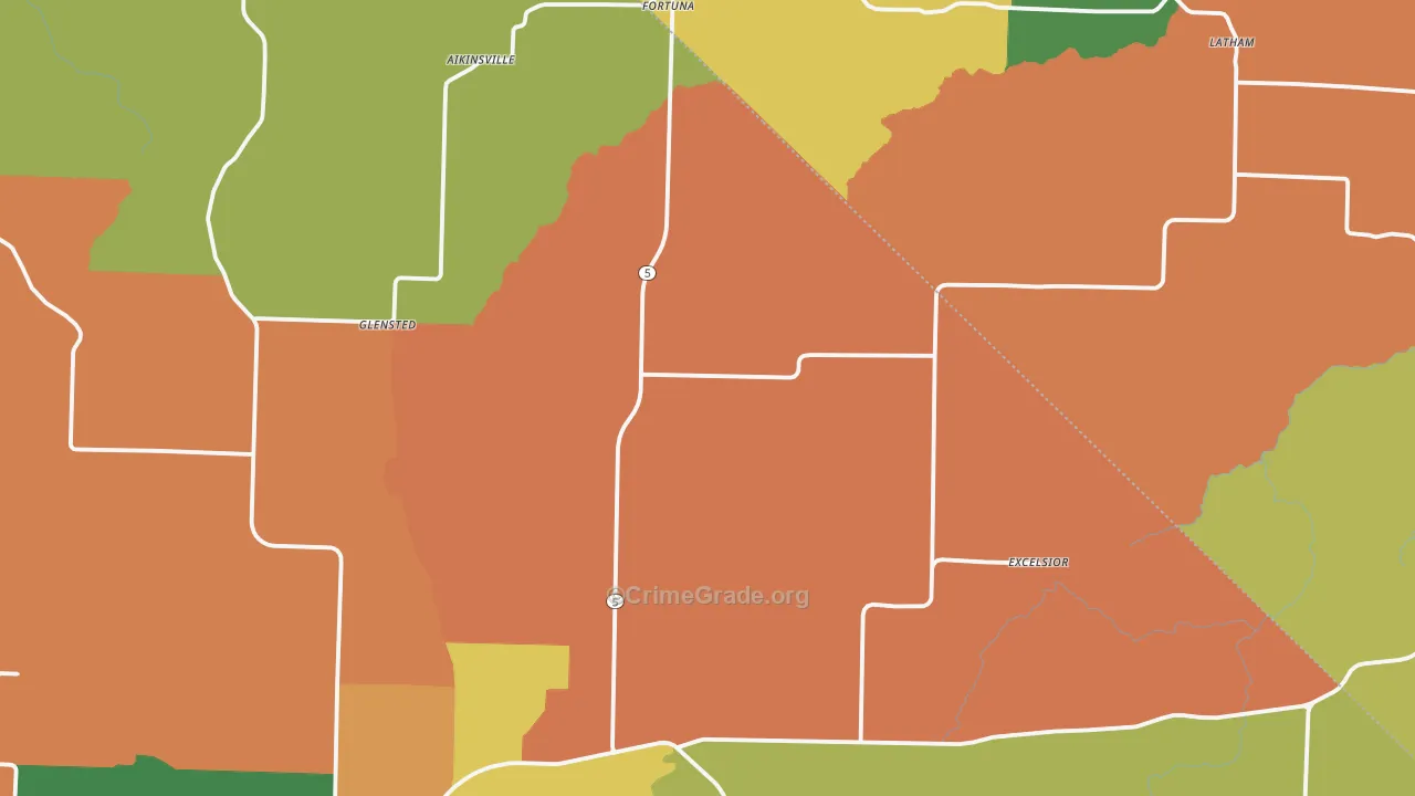 Fortuna, MO Map of Robbery Rates
