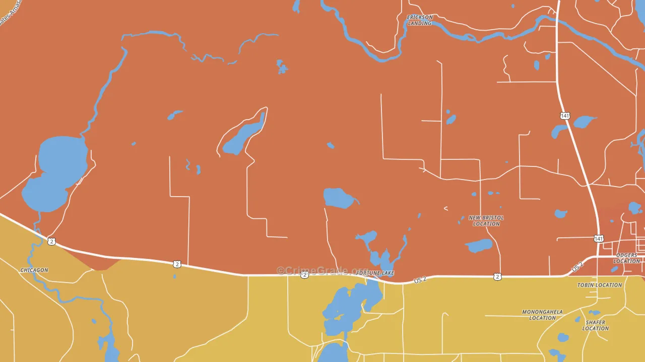 Fortune Lake, MI Map of Robbery Rates