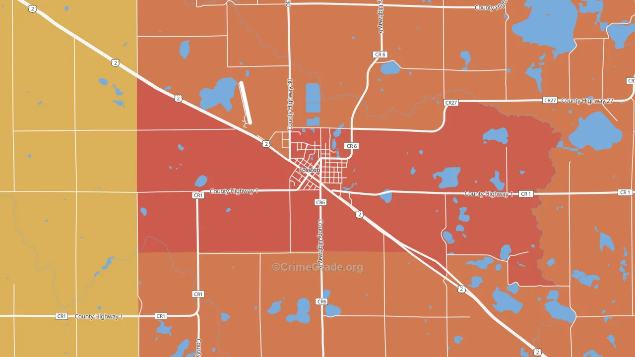 Fosston, MN Map of Robbery Rates