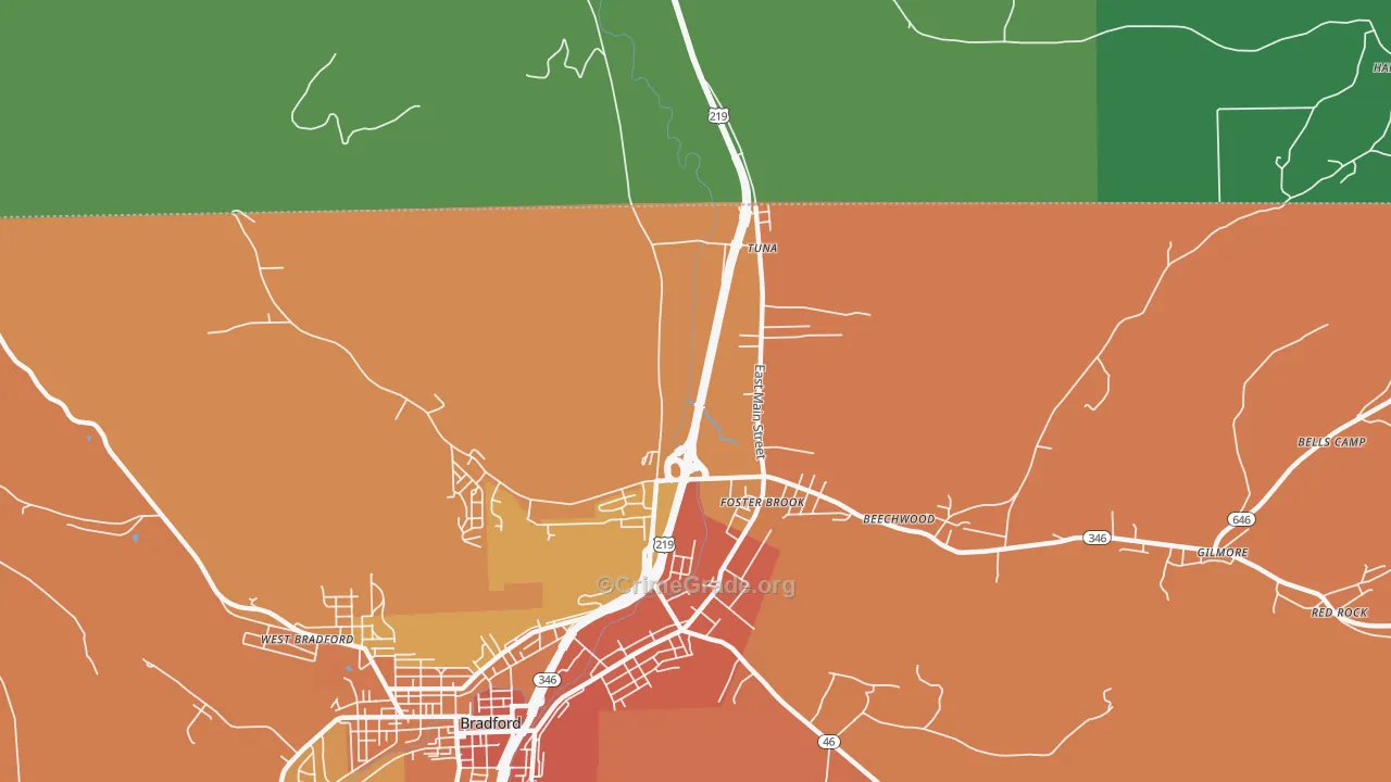 Foster Brook, PA Map of Robbery Rates