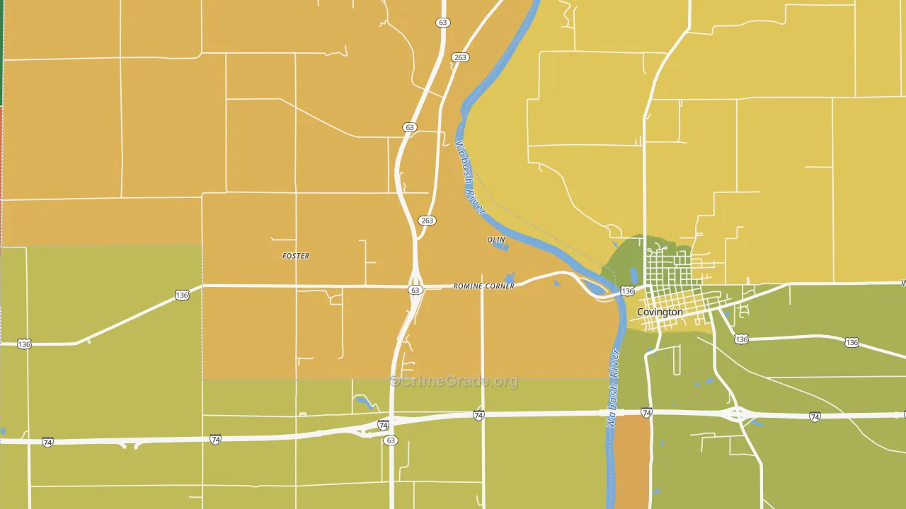 Foster, IN Map of Robbery Rates