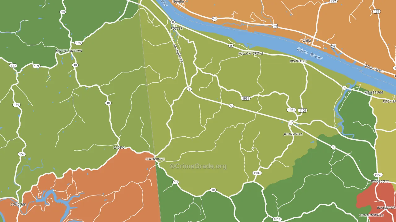 Foster, KY Map of Robbery Rates