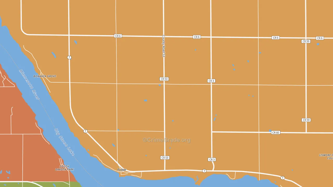 Foster, MN Map of Robbery Rates