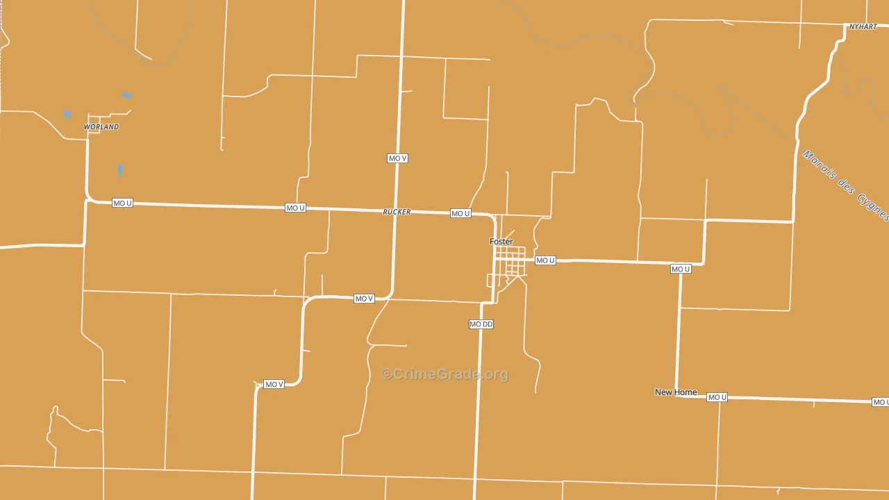 Foster, MO Map of Robbery Rates