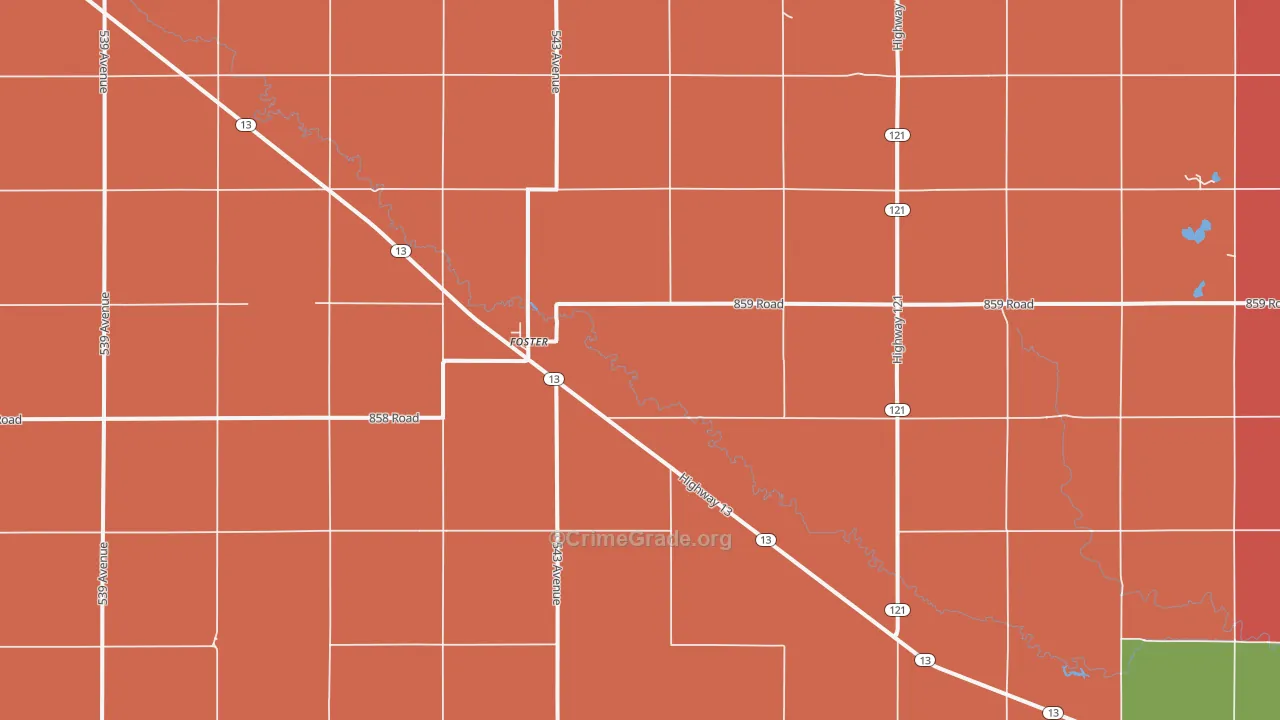 Foster, NE Map of Robbery Rates