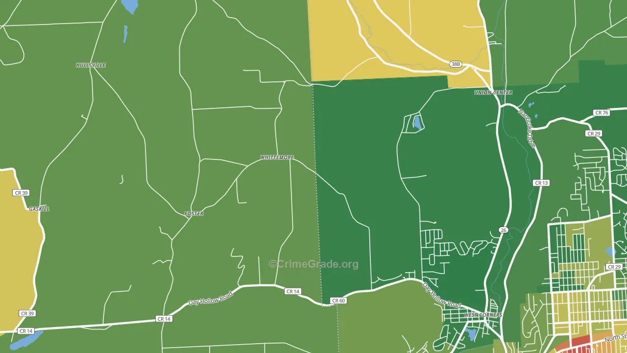 Foster, NY Map of Robbery Rates