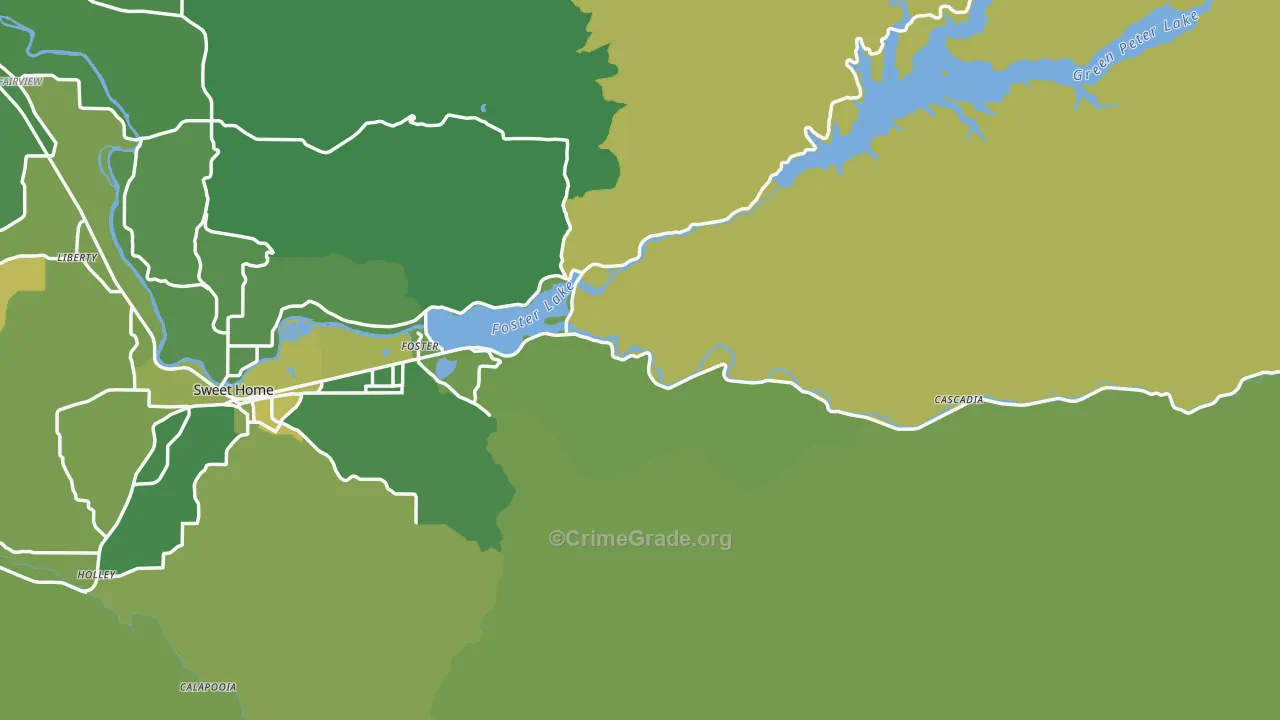 Foster, OR Map of Robbery Rates