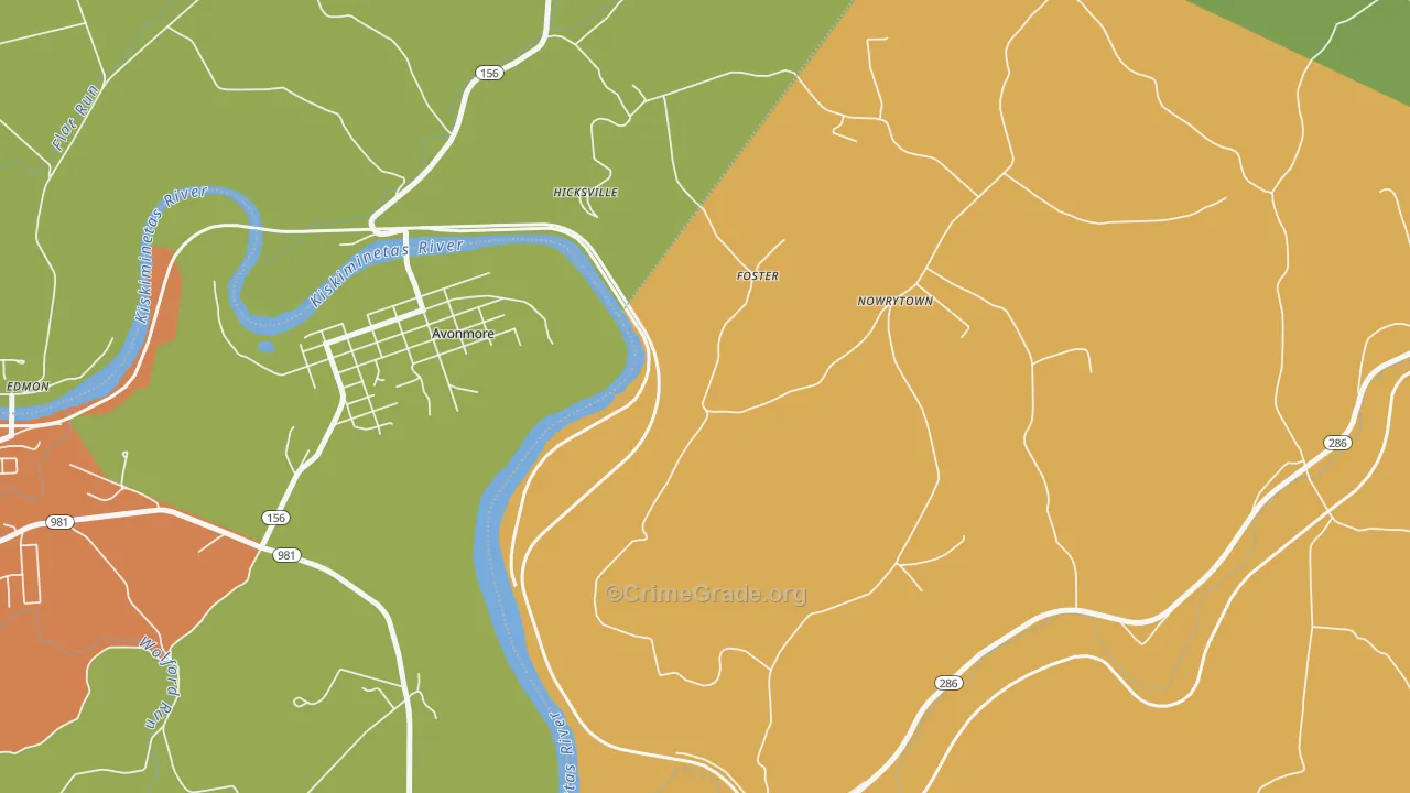 Foster, PA Map of Robbery Rates