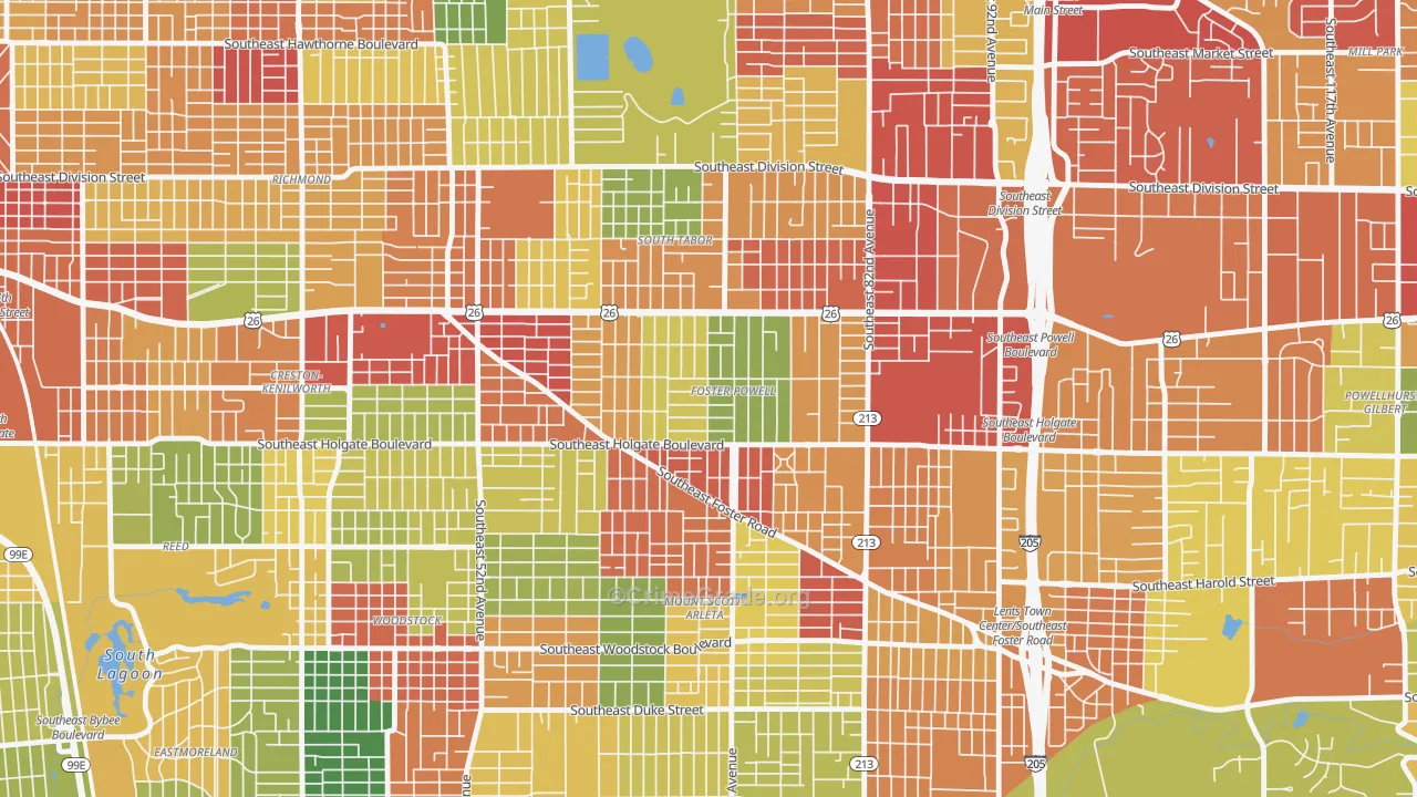 Foster-Powell, Portland, OR Map of Robbery Rates