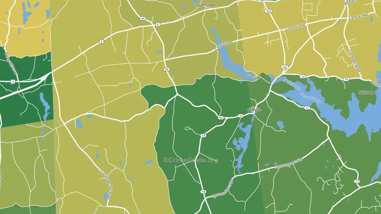 Foster, RI Map of Robbery Rates