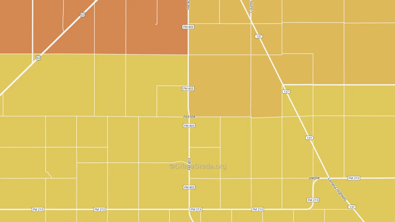 Foster, TX Map of Robbery Rates