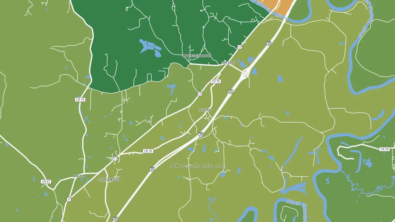Fosters, AL Map of Robbery Rates