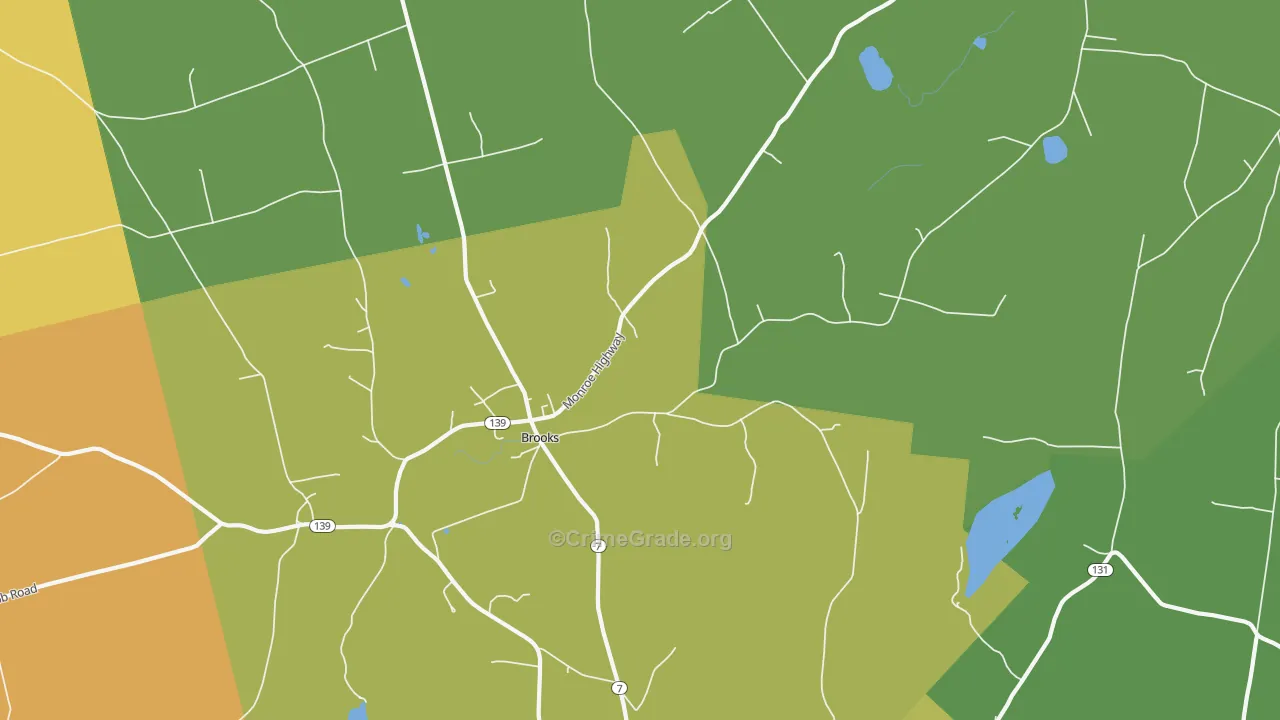 Fosters Corner, ME Map of Robbery Rates