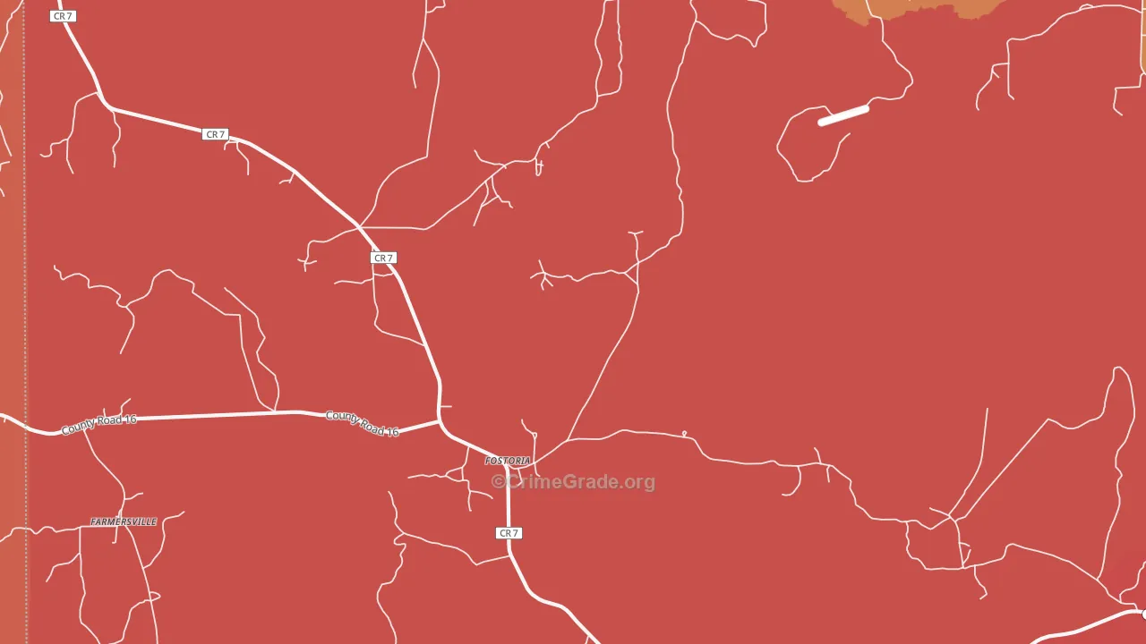Fostoria, AL Map of Robbery Rates