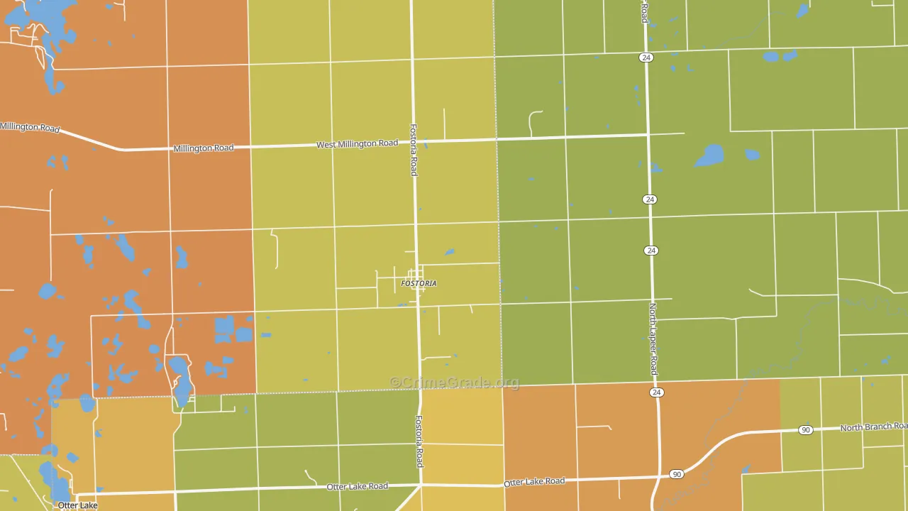 Fostoria, MI Map of Robbery Rates