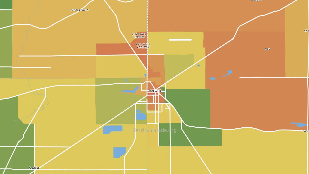 Fostoria, OH Map of Robbery Rates