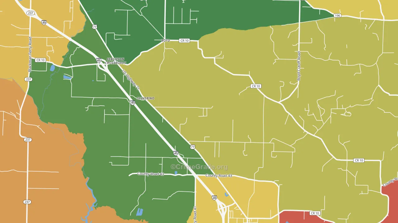 Fouke, AR Map of Robbery Rates