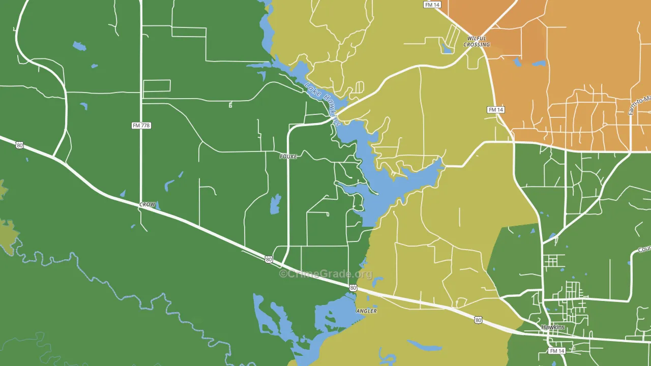 Fouke, TX Map of Robbery Rates