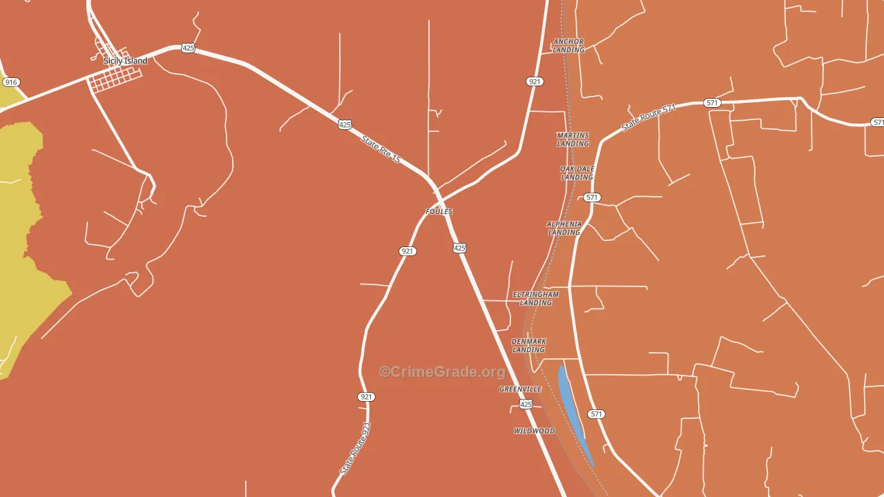 Foules, LA Map of Robbery Rates