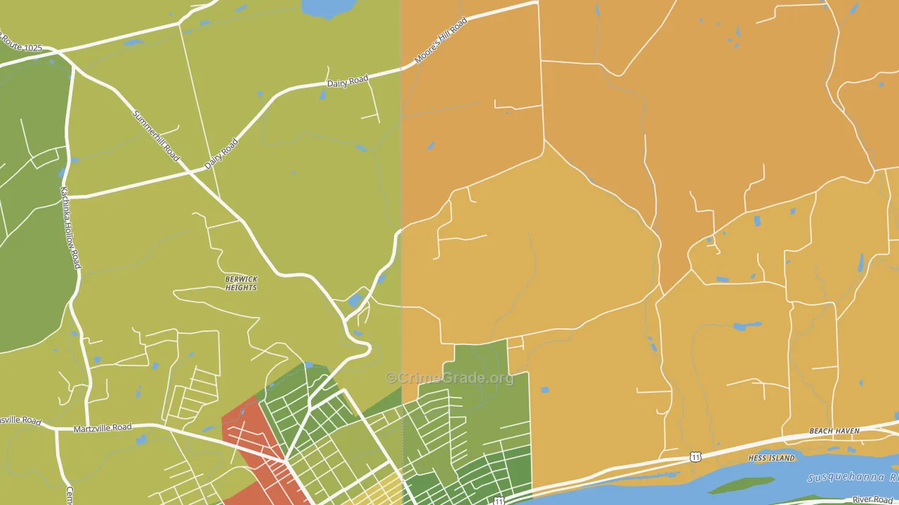 Foundryville, PA Map of Robbery Rates