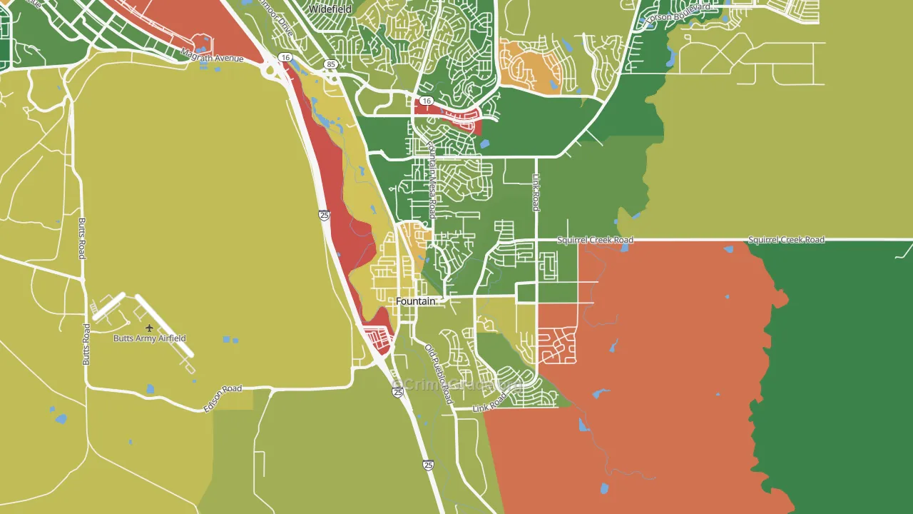 Fountain, CO Map of Robbery Rates
