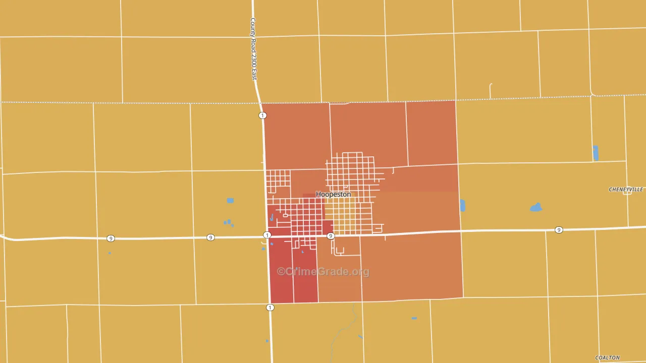 Fountain Creek, IL Map of Robbery Rates