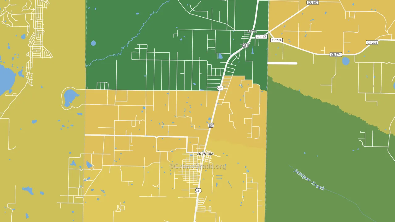 Fountain, FL Map of Robbery Rates