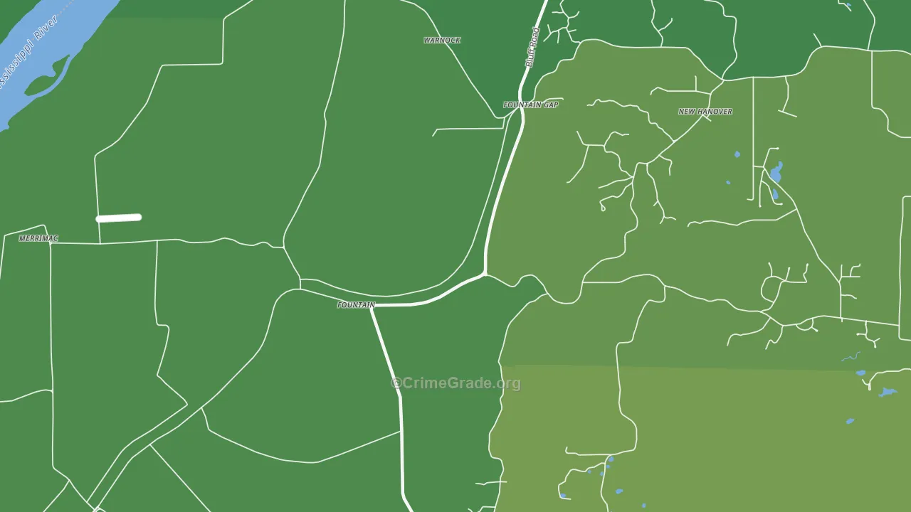 Fountain Gap, IL Map of Robbery Rates