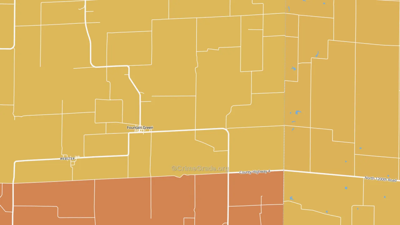 Fountain Green, IL Map of Robbery Rates