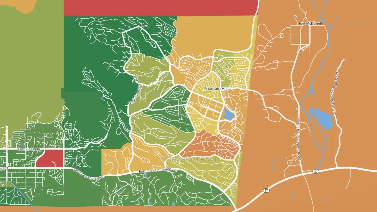 Fountain Hills, AZ Map of Robbery Rates