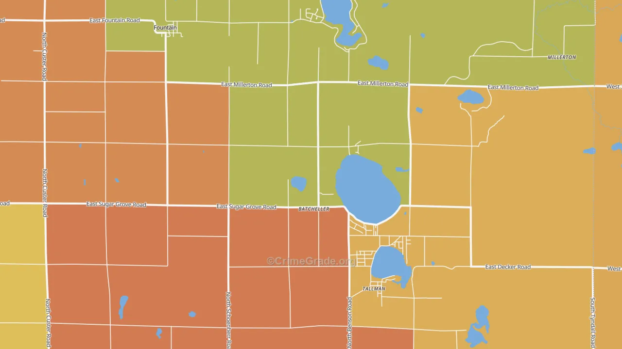 Fountain, MI Map of Robbery Rates