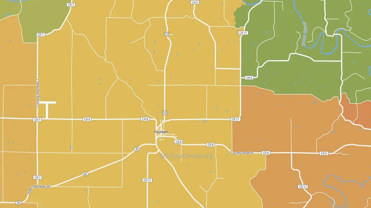 Fountain, MN Map of Robbery Rates