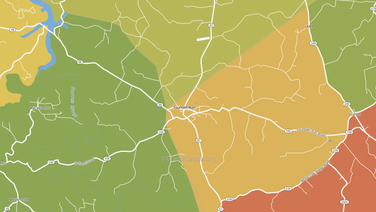 Fountain Run, KY Map of Robbery Rates