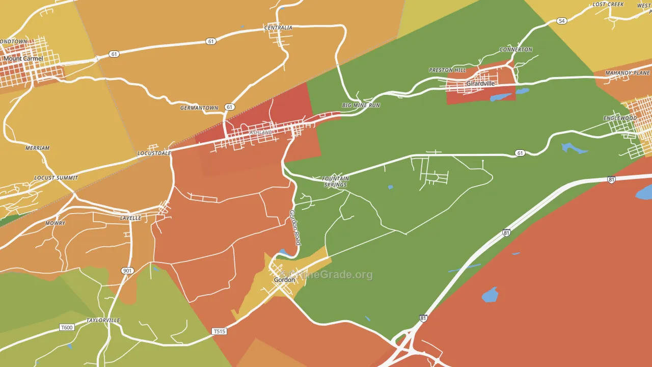 Fountain Springs, PA Map of Robbery Rates