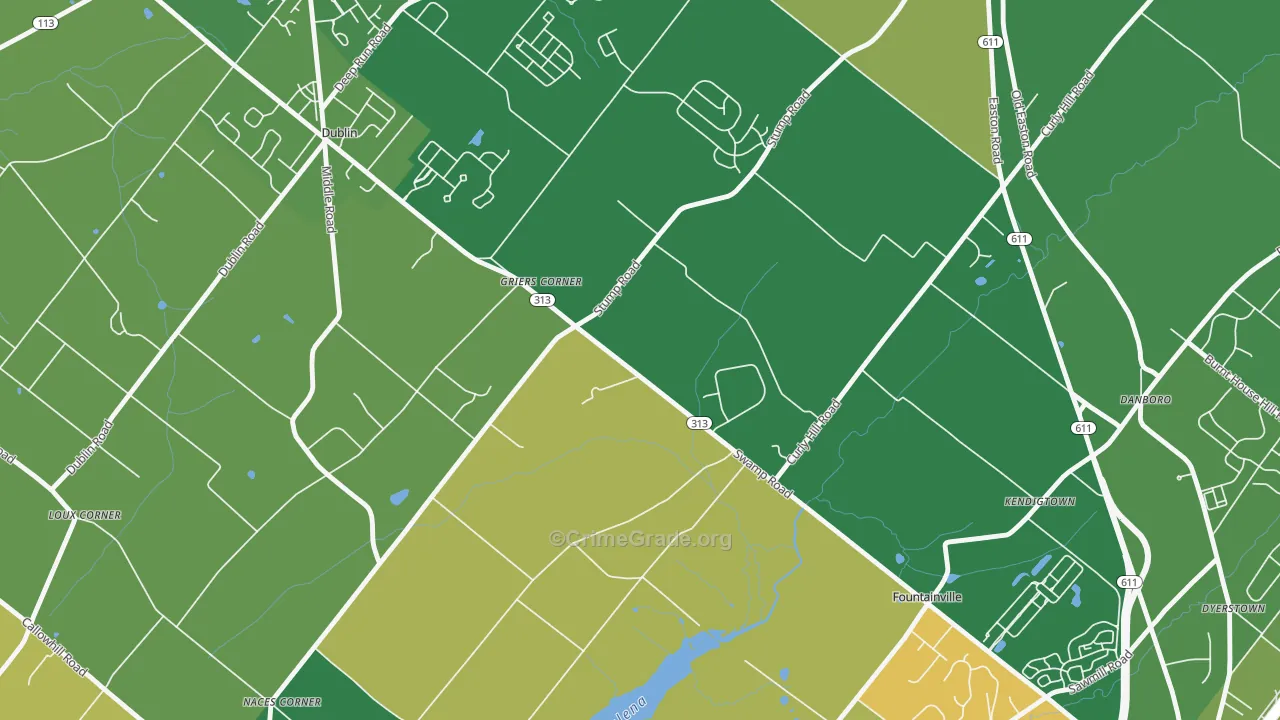 Fountainville, PA Map of Robbery Rates