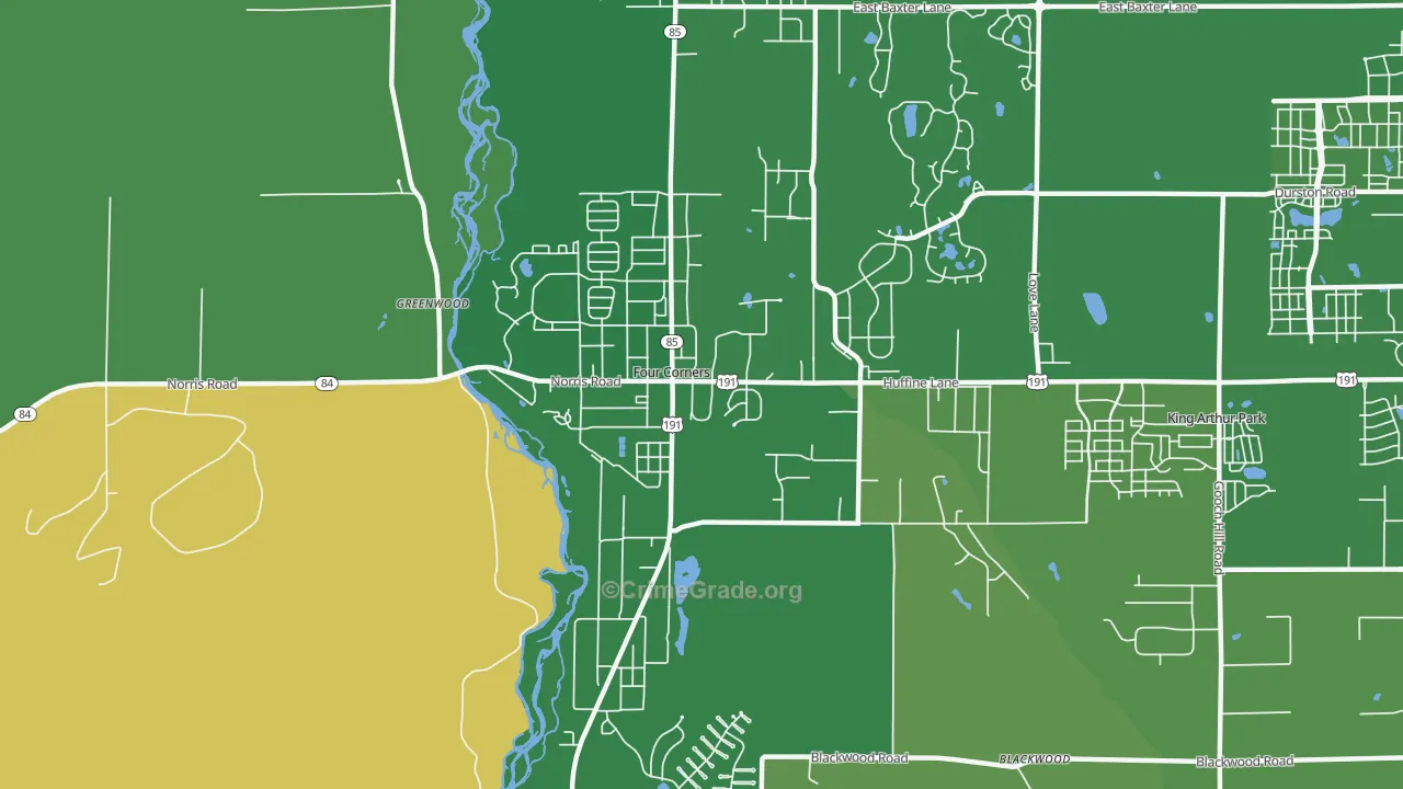 Four Corners, MT Map of Robbery Rates