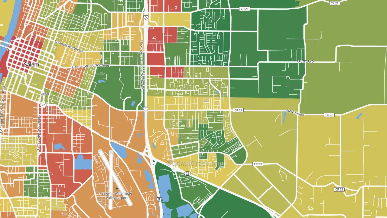 Four Corners, OR Map of Robbery Rates