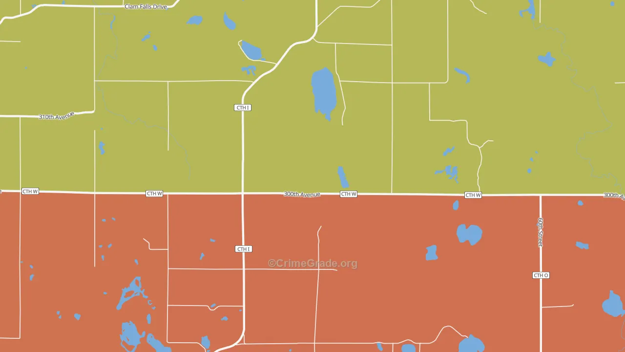 Four Corners, WI Map of Robbery Rates