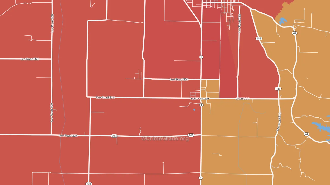 Four Forks, AR Map of Robbery Rates