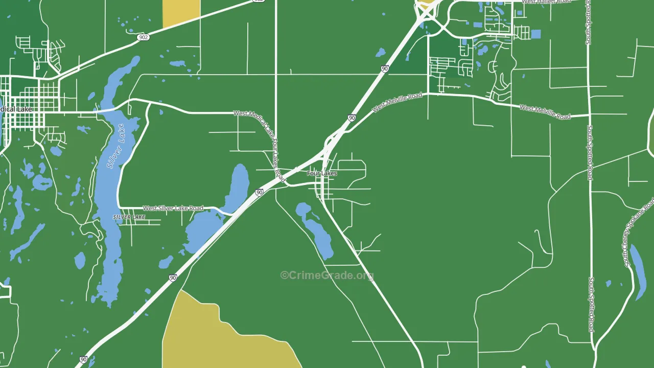 Four Lakes, WA Map of Robbery Rates