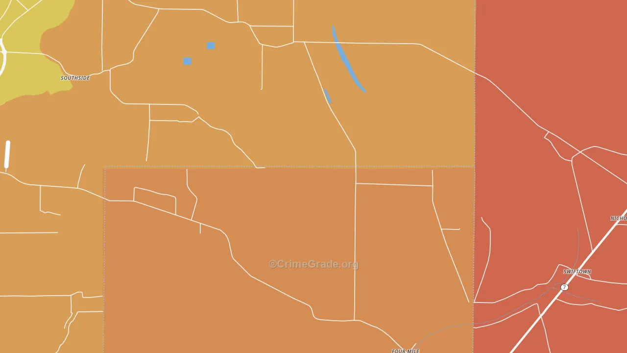 Four Mile, MS Map of Robbery Rates
