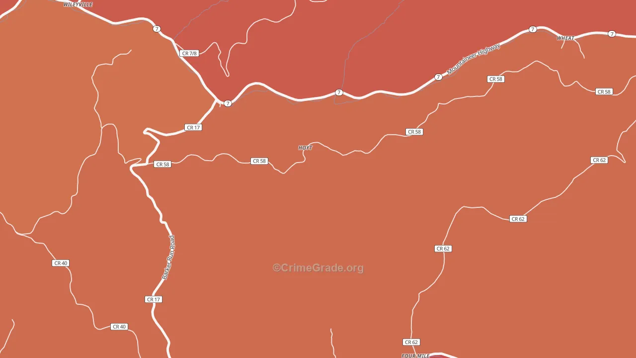 Four Mile, WV Map of Robbery Rates