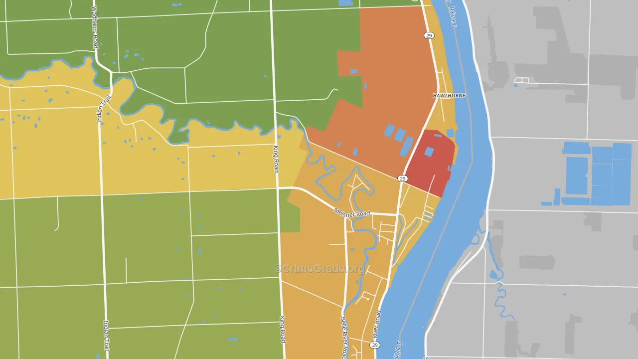Four Towns, MI Map of Robbery Rates
