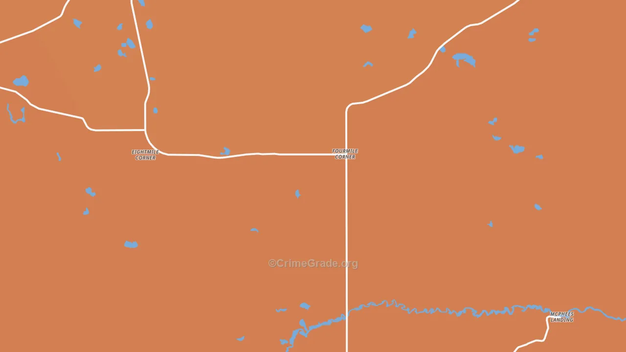 Fourmile Corner, MI Map of Robbery Rates