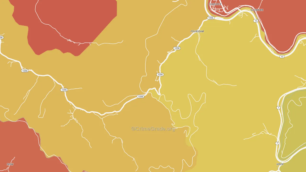 Fourseam, KY Map of Robbery Rates