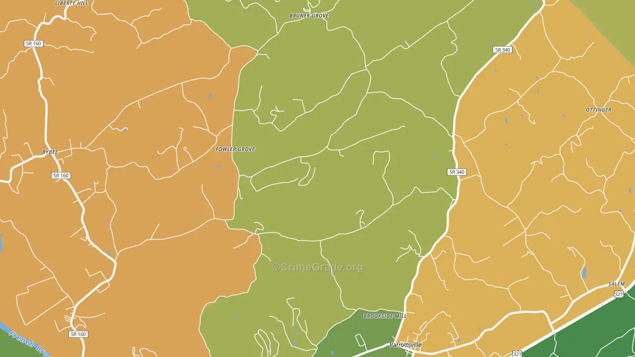Fowler Grove, TN Map of Robbery Rates