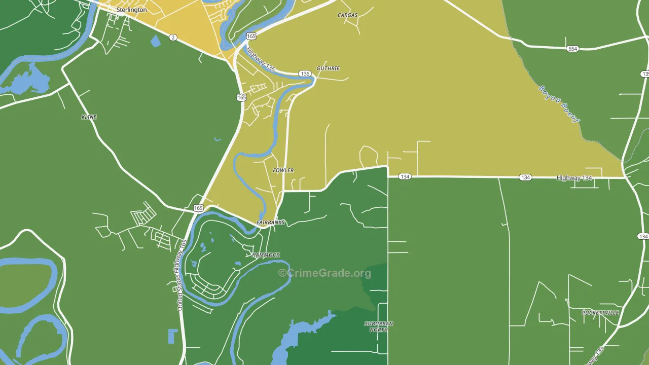 Fowler, LA Map of Robbery Rates