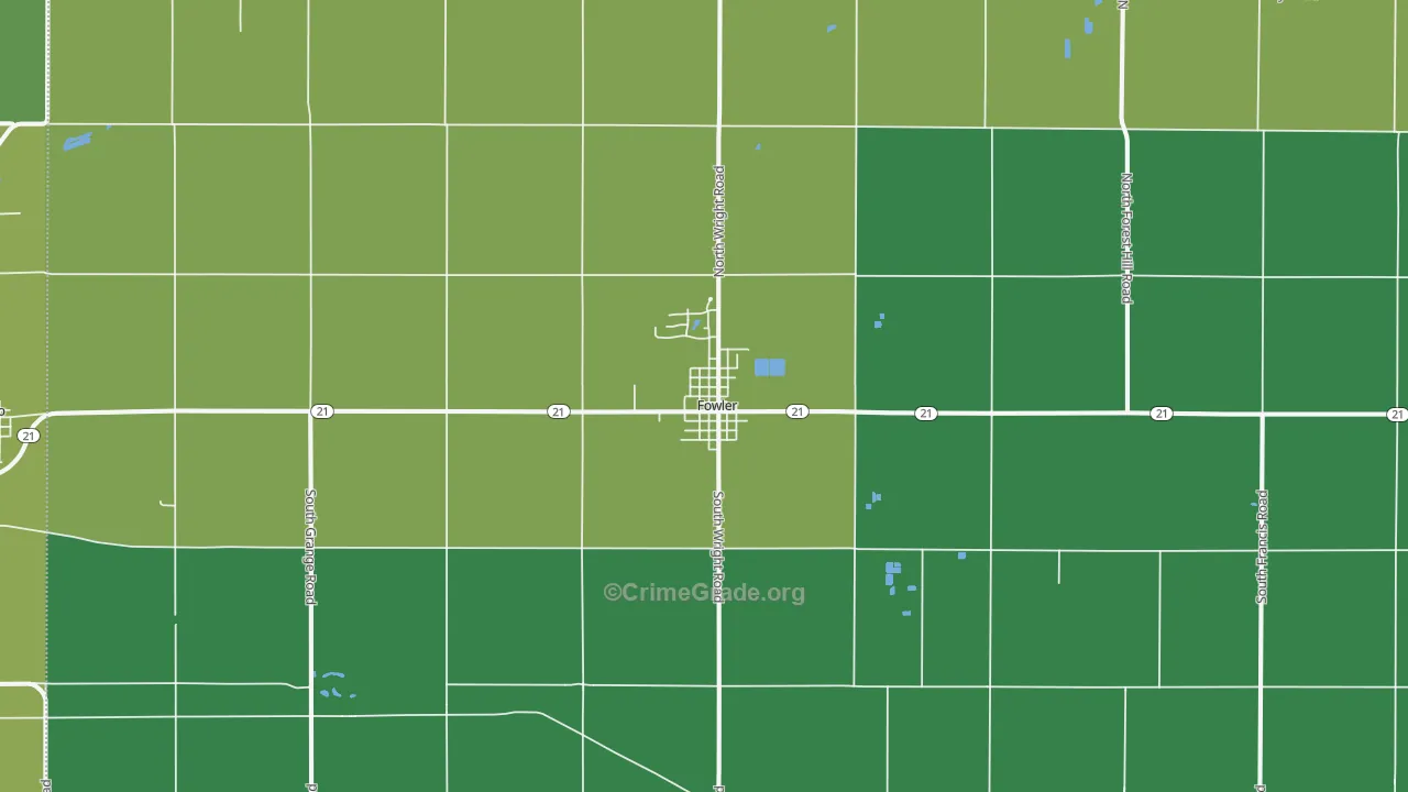 Fowler, MI Map of Robbery Rates