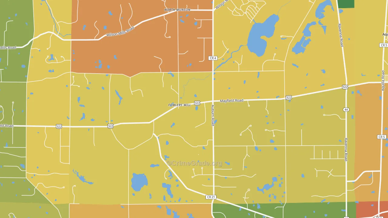 Fowlers Mill, OH Map of Robbery Rates